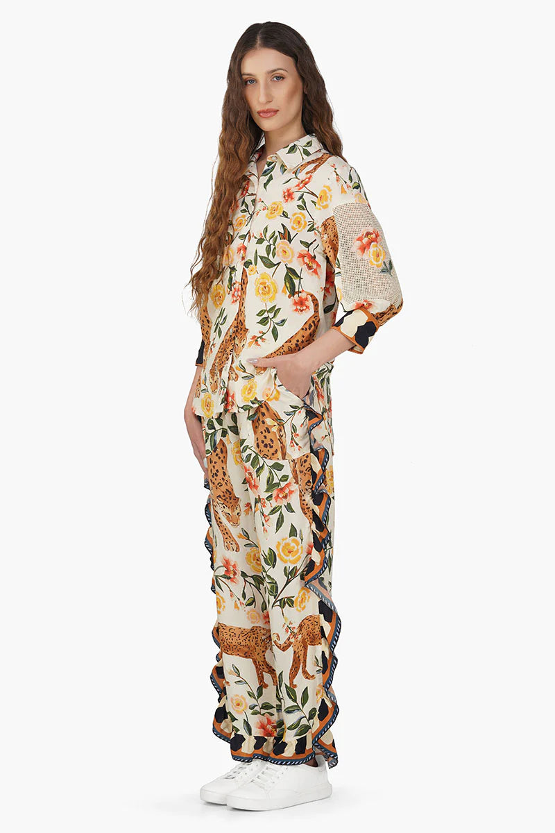 jungle cheetah printed shirt front bold design
