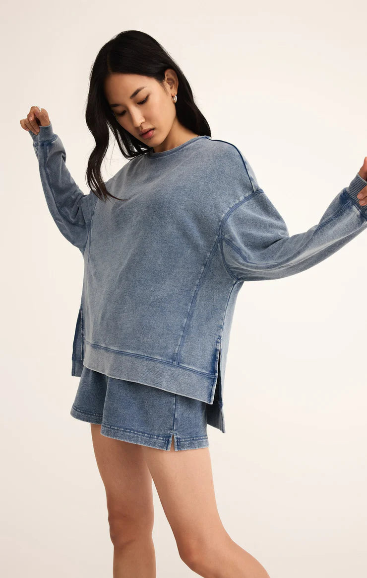 knit denim modern weekender front casual look