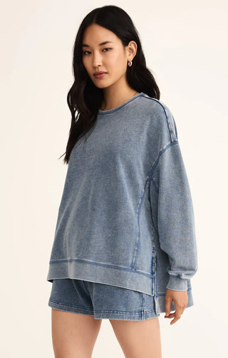 knit denim modern weekender styled travel outfit