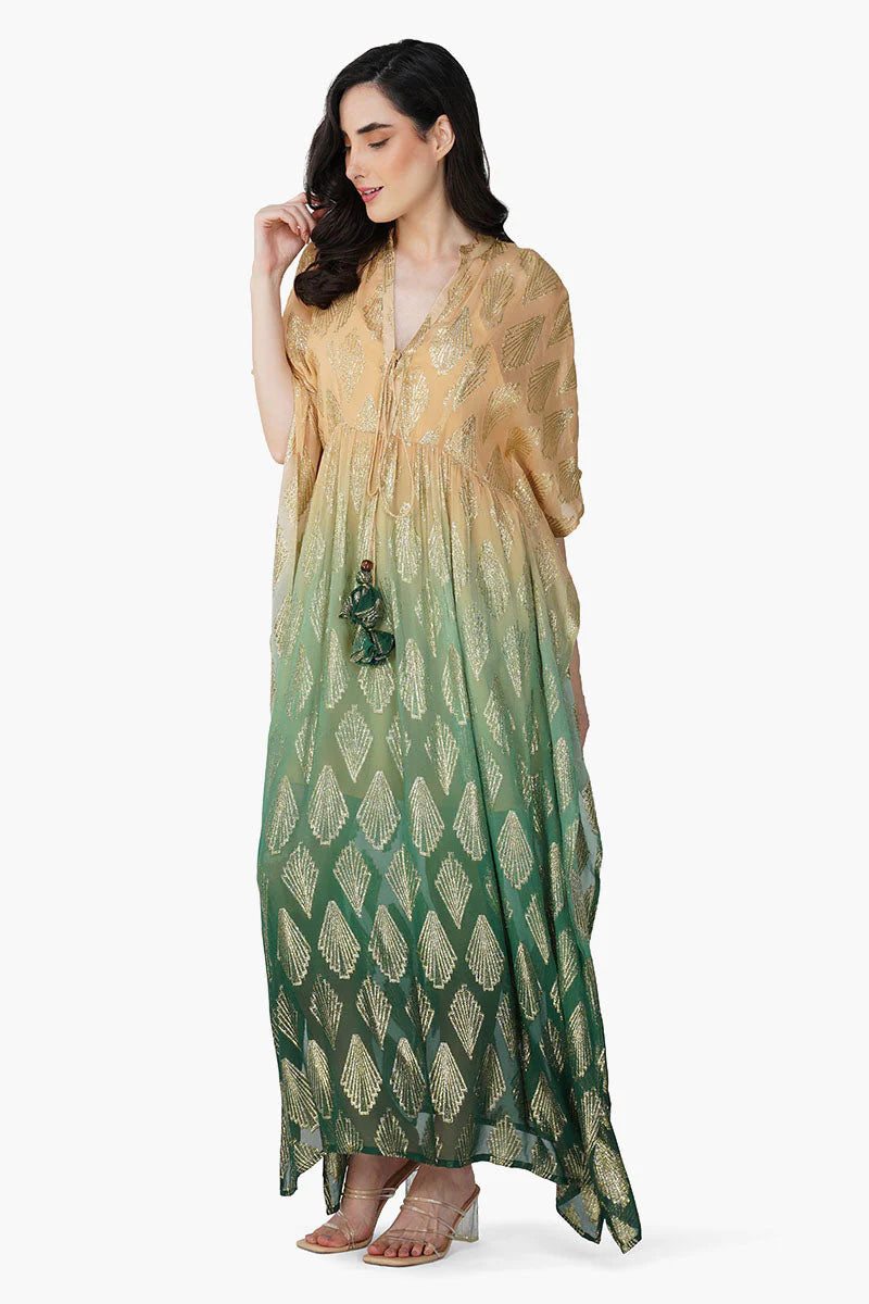 ombray lurex maxi dress front elegant evening look