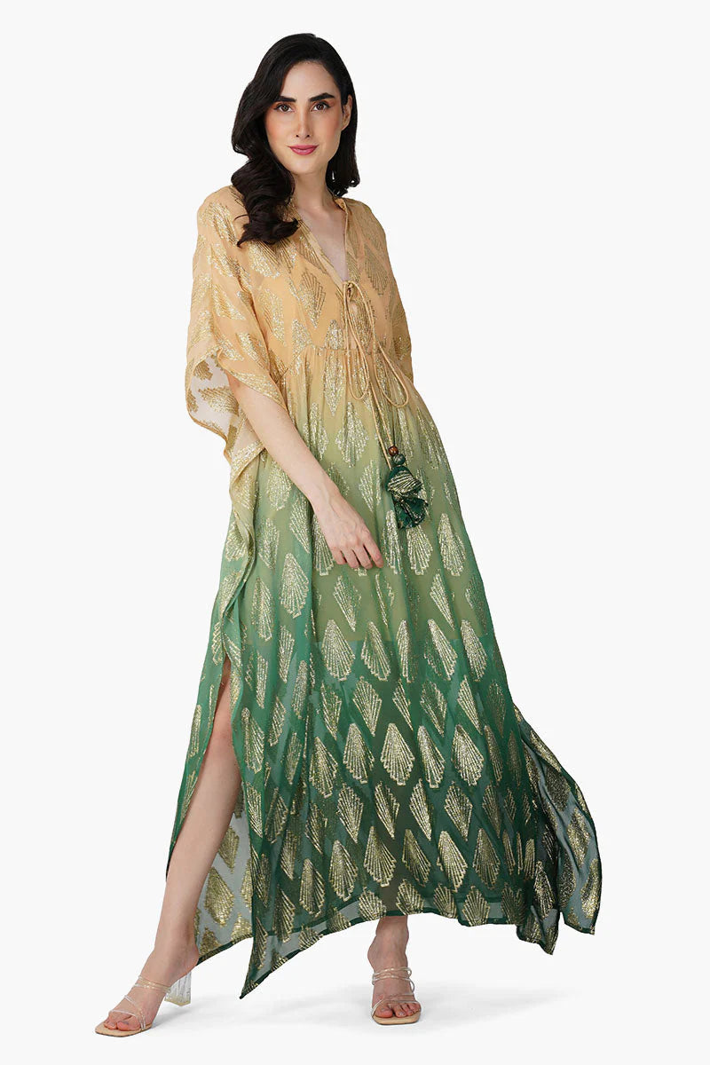 ombray lurex maxi dress front elegant evening look