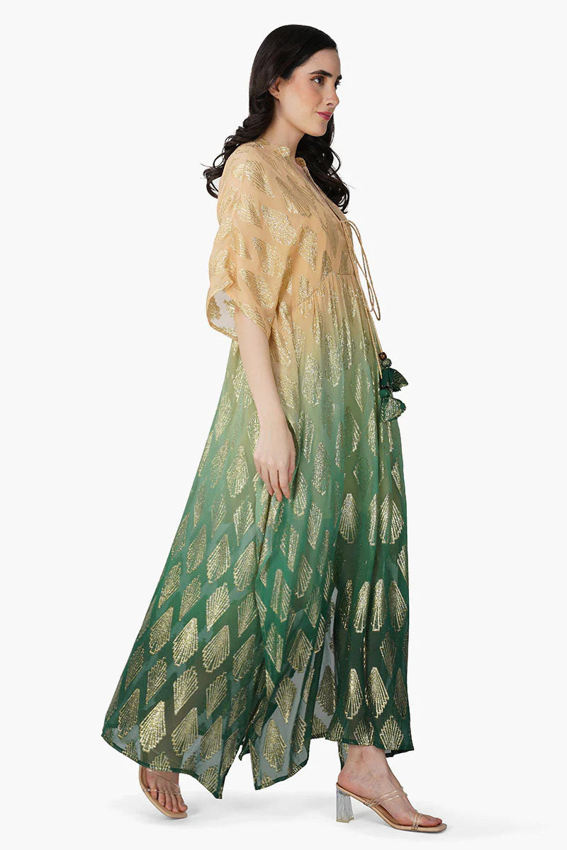 ombray lurex maxi dress styled for party glam look