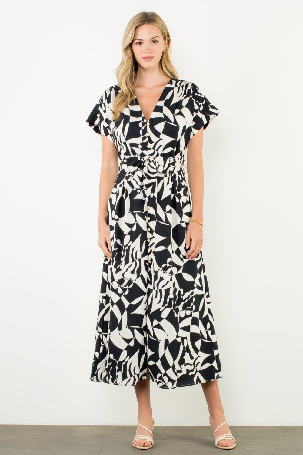 short sleeve button up dress front view chic summer style