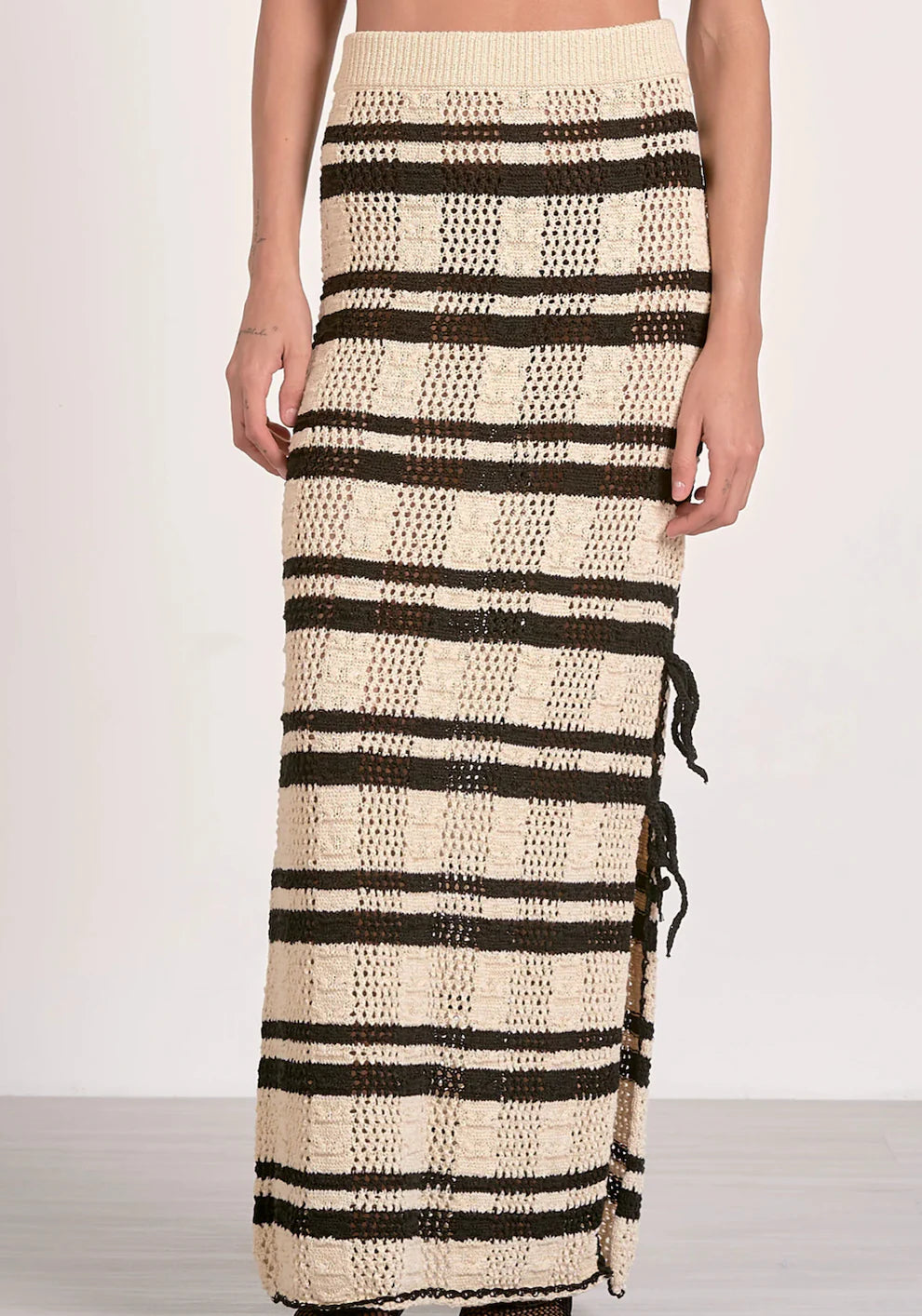 skirt maxi slit side front view elegant flowing design