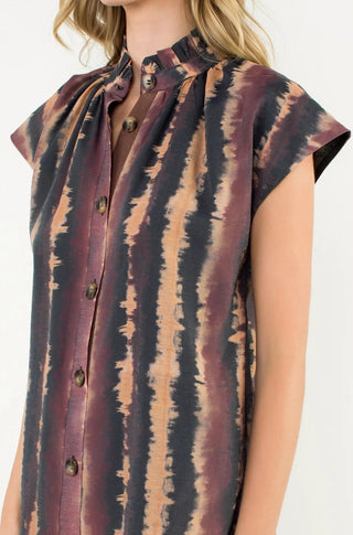 Sleeveless shirt with tie-dye pattern on a white background