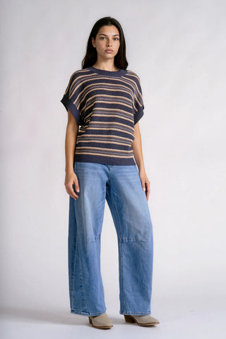 HARBOR STRIPE SHORT SLEEVE TOP