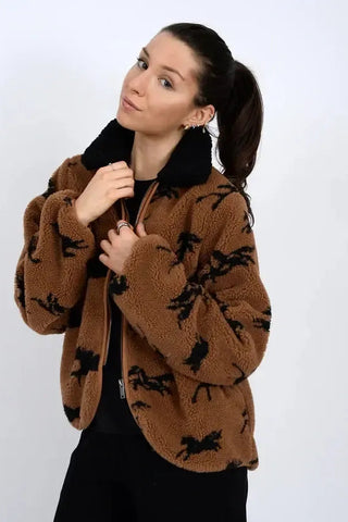 JOLINE SHERPA ZIP FRONT JACKET