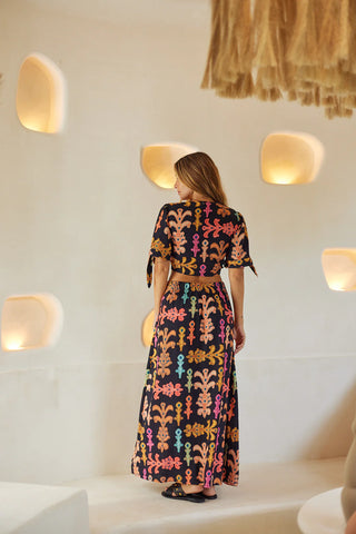 WANDERLUST MAXI SKIRT styled for a beachside brunch