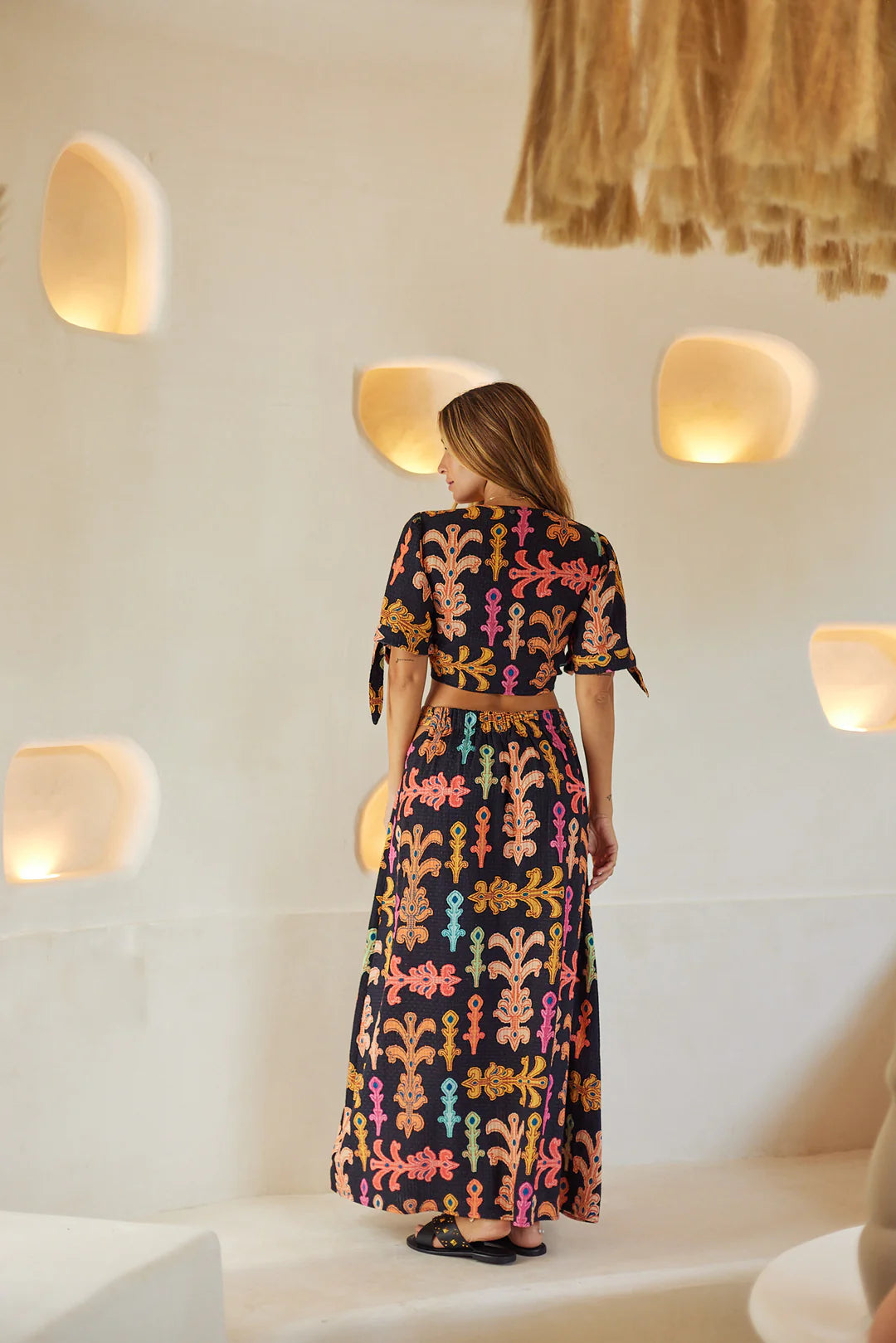 WANDERLUST MAXI SKIRT styled for a beachside brunch