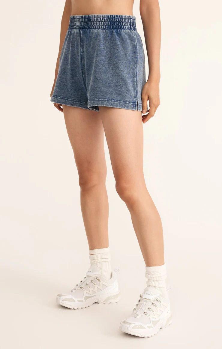 WEEKENDER KNIT DENIM SHORT styled for an effortless summer look